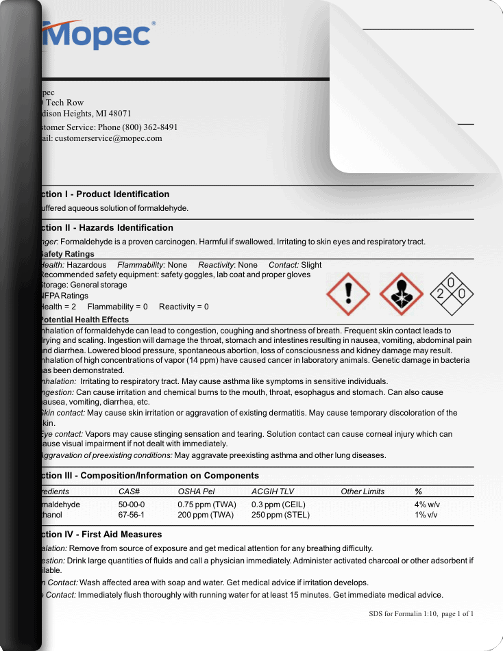 Mopec Formalin SDS